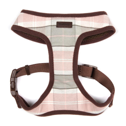 Barbour Dog Harness in Pink & Grey Tartan