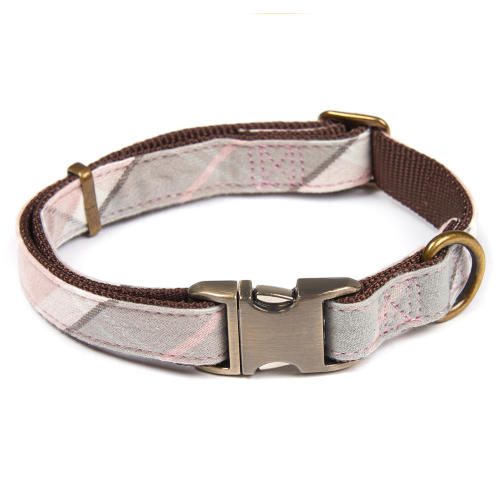 Barbour Tartan Webbing Pink & Grey Dog Collar