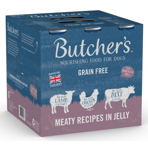 Butchers Meaty Recipes in Jelly Dog Food Tins