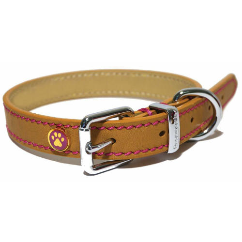 Rosewood Luxury Leather Tan Dog Collar