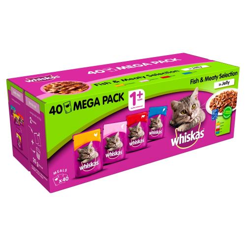 Whiskas 1+ Fish & Meat Selection in Jelly Adult Cat Food