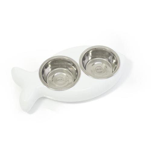 Hing The Fish Cat Bowl in White