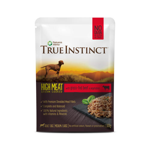 True Instinct High Meat Chicken Fillets with Grass-fed Beef Adult Wet Dog Food Pouches