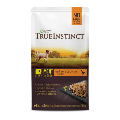 True Instinct High Meat Fillets Free Range Chicken Small Breed Adult Wet Dog Food Pouches