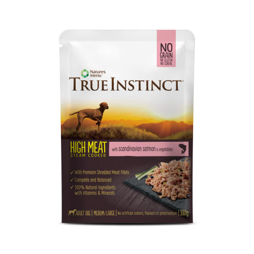 True Instinct High Meat Fillets Chicken with Salmon Adult Wet Dog Food Pouches