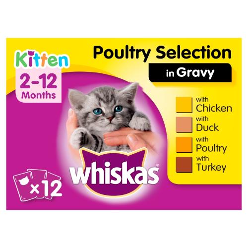 Whiskas 2-12 Months Poultry Selection in Gravy Kitten Food