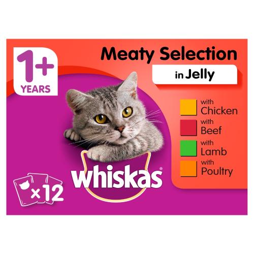 Whiskas 1+ Meat Selection in Jelly Cat Food Pouches
