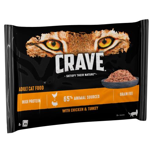 CRAVE Chicken & Turkey Adult Wet Cat Food Pouches