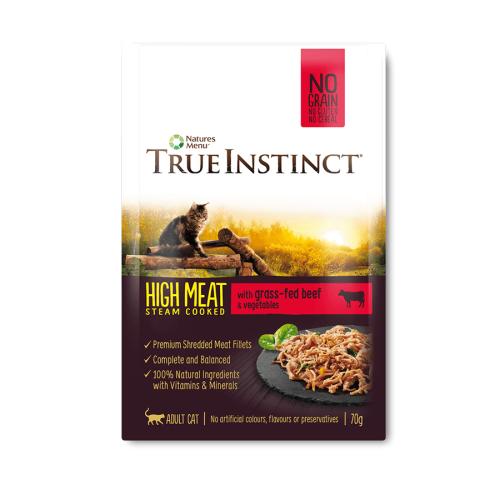 True Instinct High Meat Fillets Chicken with Grass-fed Beef Adult Wet Cat Food Pouches