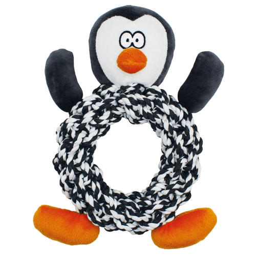 Happy Pet Knottie Ring Penguin Christmas Dog Toy