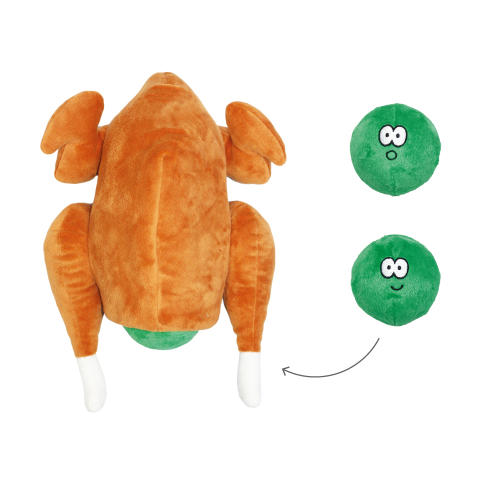 Happy Pet Christmas Roast Stuffed with Squeaky Sprouts Dog Toy