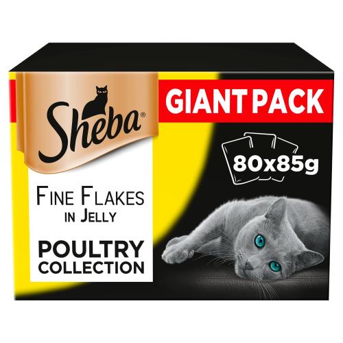 Sheba Fine Flakes Poultry Collection in Jelly Adult Cat Food Pouches