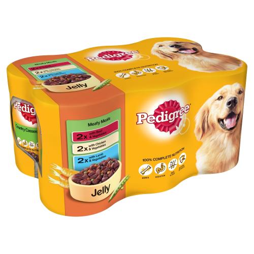 Pedigree Meaty Meals in Jelly Wet Adult Dog Food Tins