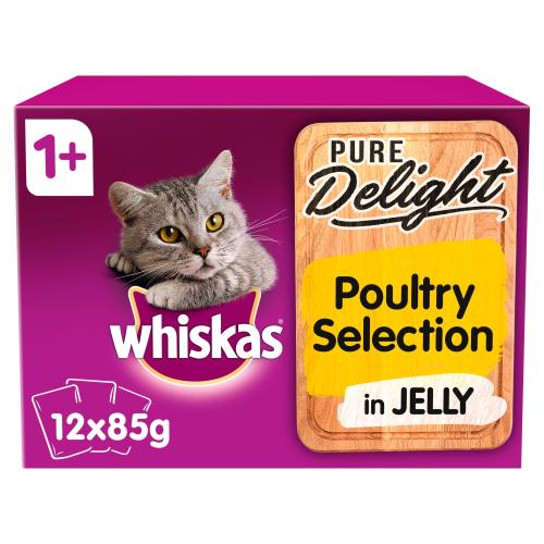 Whiskas 1+ Pure Delight Poultry Selection Wet Adult Cat Food Pouches