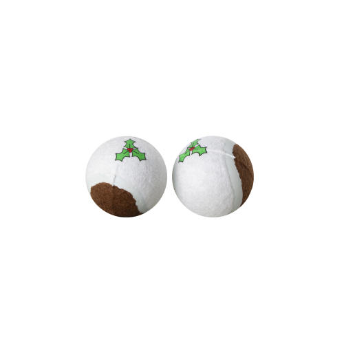 Merry Christmas Pudding Tennis Ball Dog Toy