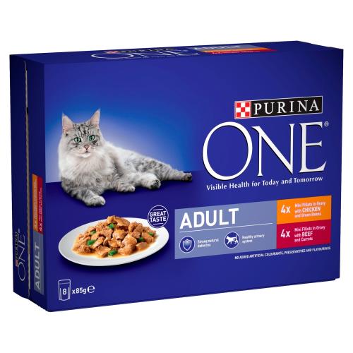 Purina ONE Chicken & Beef Mini Fillets In Gravy Adult Cat Food
