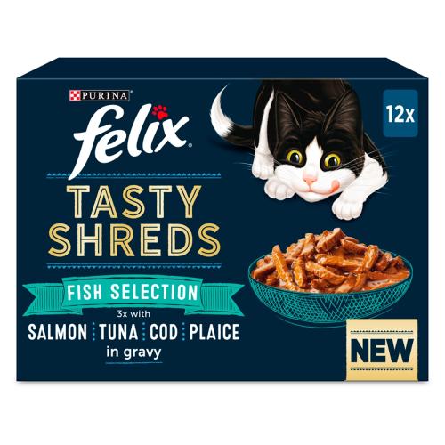 Felix Tasty Shreds Fish Selection in Gravy Adult Cat Food