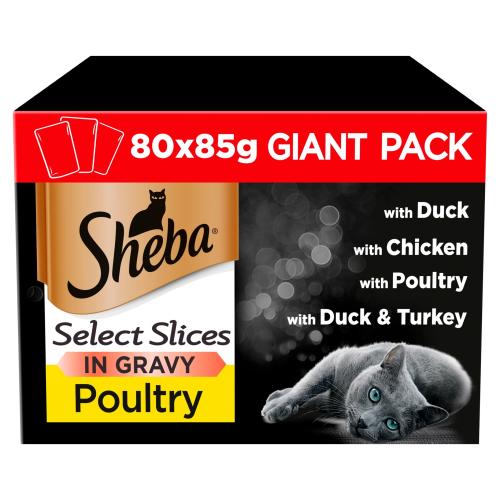 Sheba Select Slices Poultry Collection In Gravy Adult Cat Food Pouches
