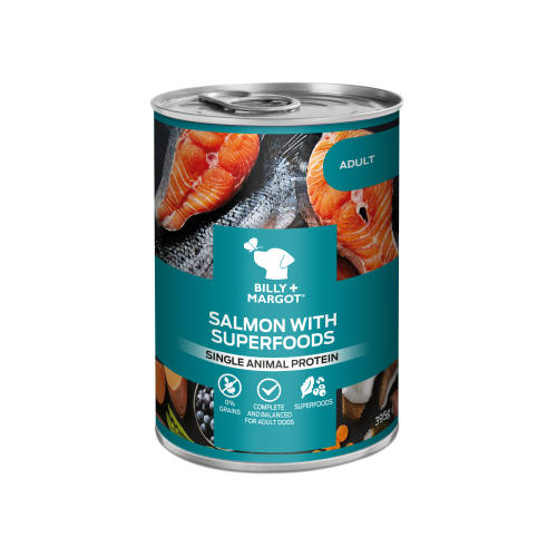 Billy & Margot Salmon with Superfoods Wet Adult Dog Food Tins
