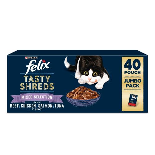 Felix Tasty Shreds Mixed Selection in Gravy Adult Cat Food