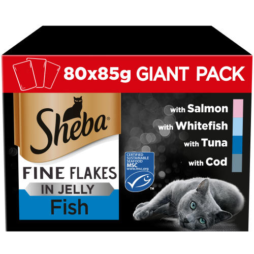 Sheba Fine Flakes Fish Selection in Jelly Wet Adult Cat Food