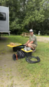 Steve with RV hookup equipment