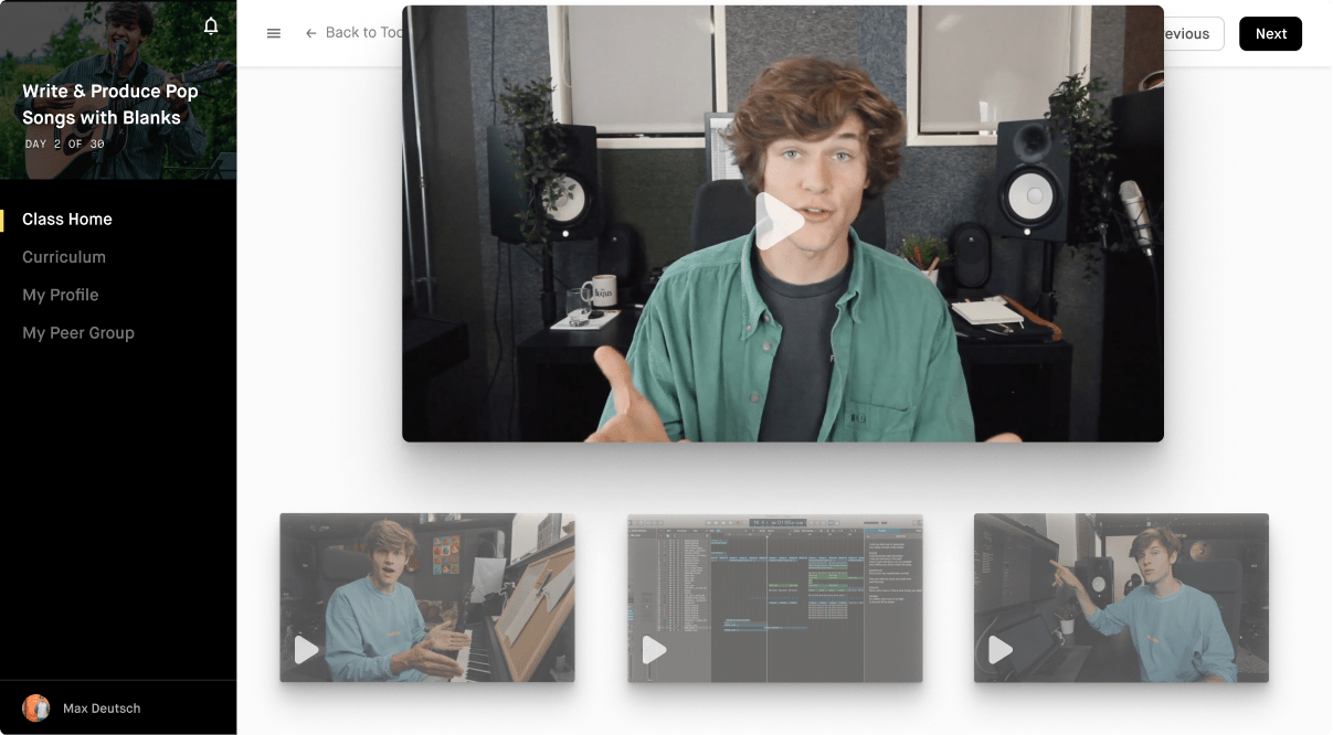Access the pre-recorded videos at any time and learn from Blanks as he walks you through exactly how he creates three songs from scratch