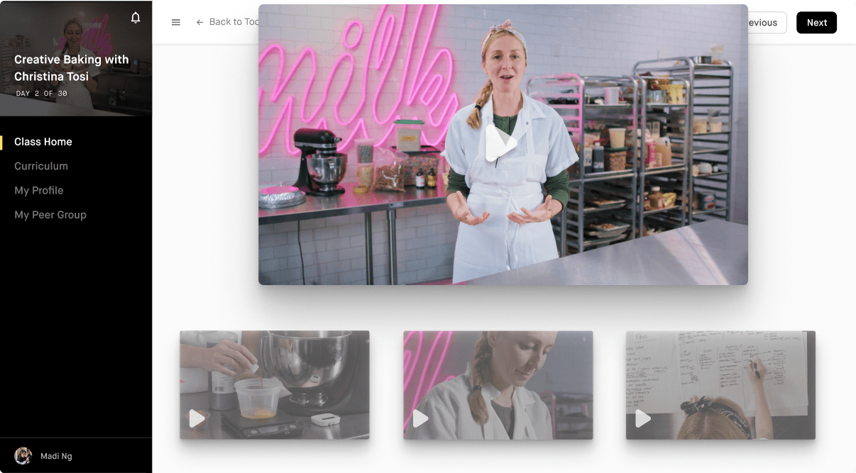 Access the pre-recorded videos at any time and learn from Christina as she walks you through exactly how she creates her cookies, pies, and cakes.