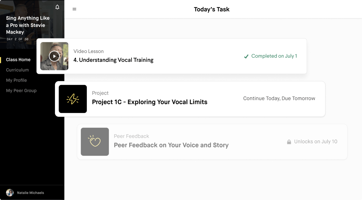 Work towards a stunning vocal performance with guided assignments that break down the process