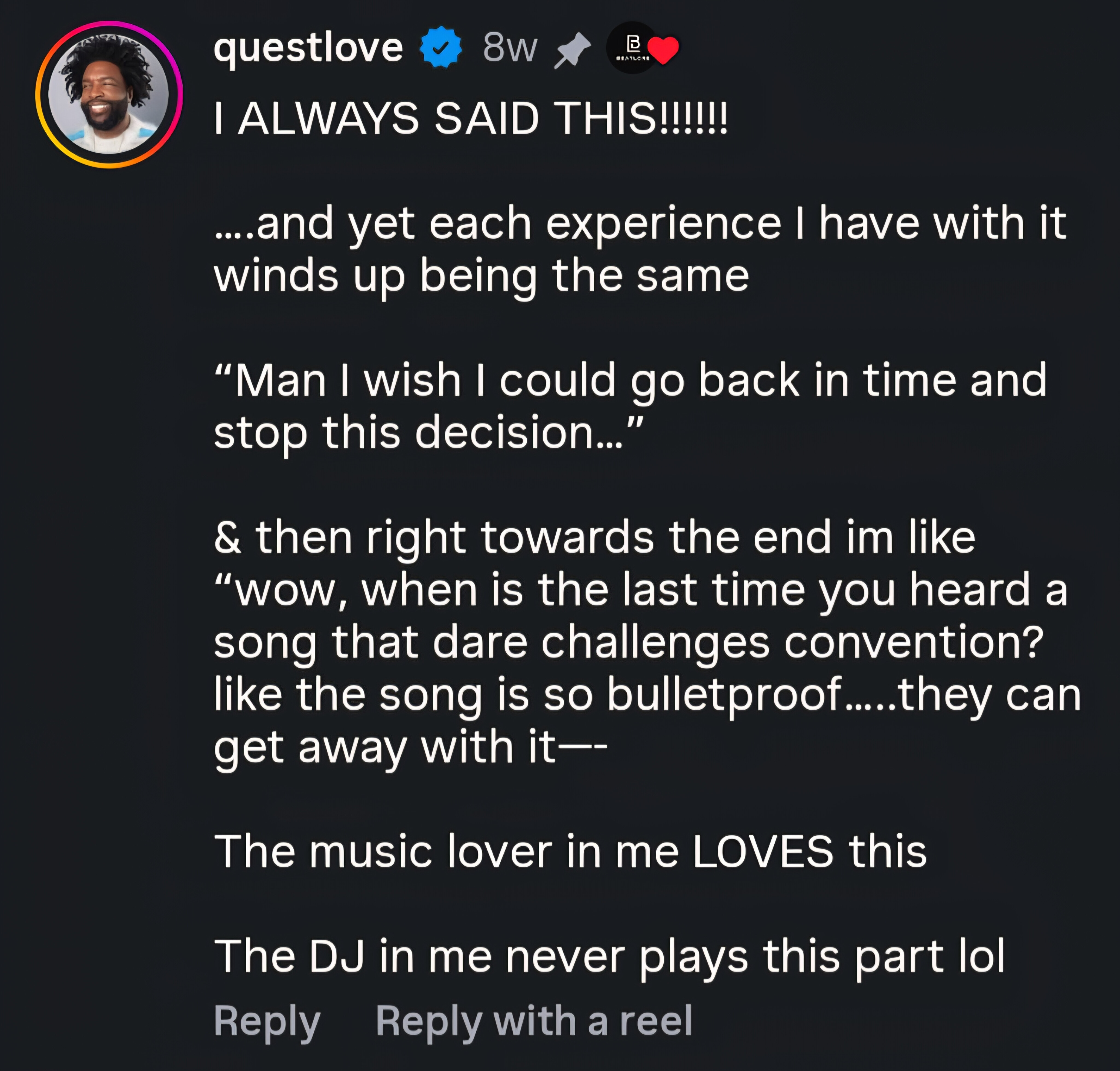 QUESTLOVE testimonial photo