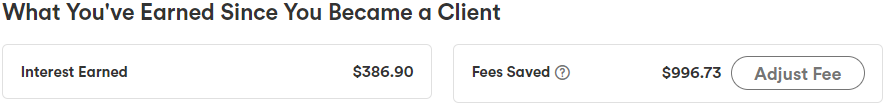 Interest and savings accrued since registering with Tangerine