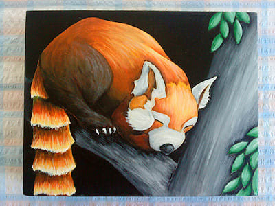 Red panda painting