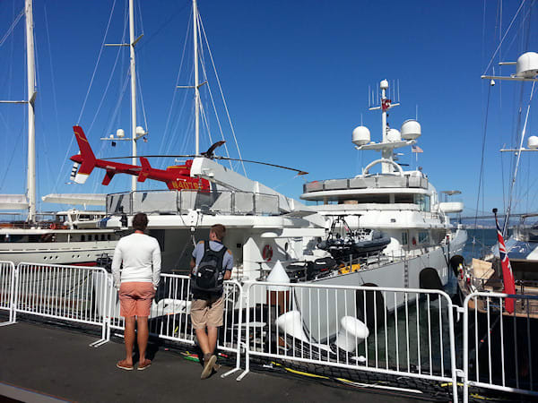 Larry Ellison's boat in the America's Cup park