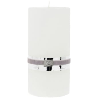 Rustic pillar candle giant  H20 cm. white