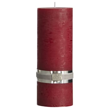 Rustic pillar candle 20 cm. dark red