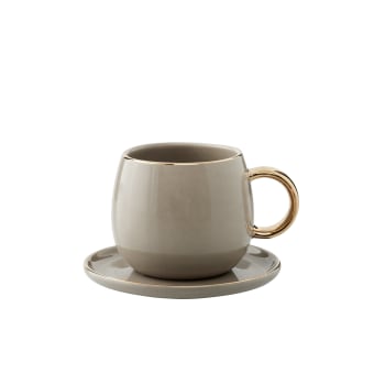 Clara espresso cup 10X10X7 cm, Driftw./L. Gold