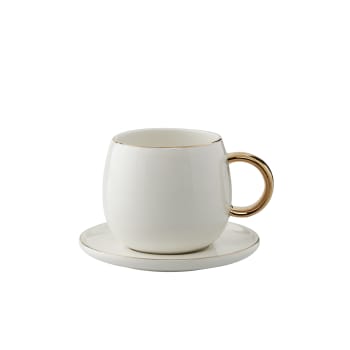 Clara espresso cup 10X10X7 cm, White/L. Gold