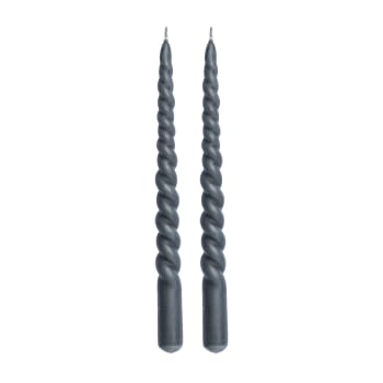 Twisted taper candle 2.2X2.2X25 cm. D. Grey