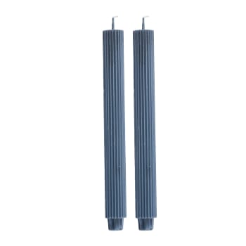 Ribbed taper candle H25 cm. dark grey