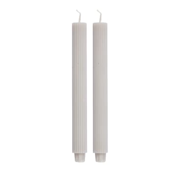 Ribbed taper candle 2.2X2.2X25 cm. Linen