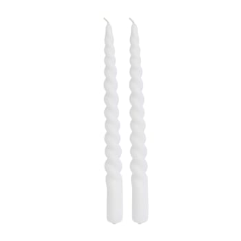 Twisted bougie chandelle H2,2 cm. blanc