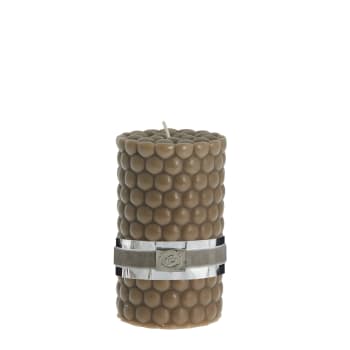 Dotsie pillar candle H12.5 cm. dark brown