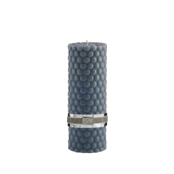 Dotsie bougie cylindrique H20 cm. bleu