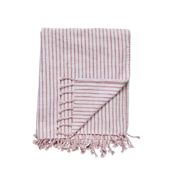 Olivia throw 170x130 cm. red/white striped