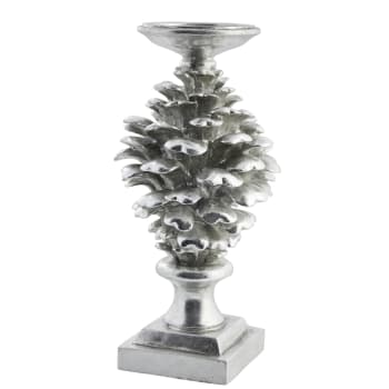 Gracie candlestick antique silver, Polyresin D14 H