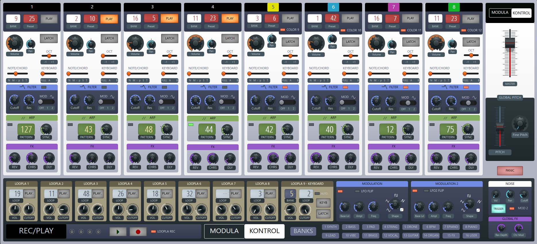 MODULA KONTROL - A real time control GUI of up to 12 instruments and ...