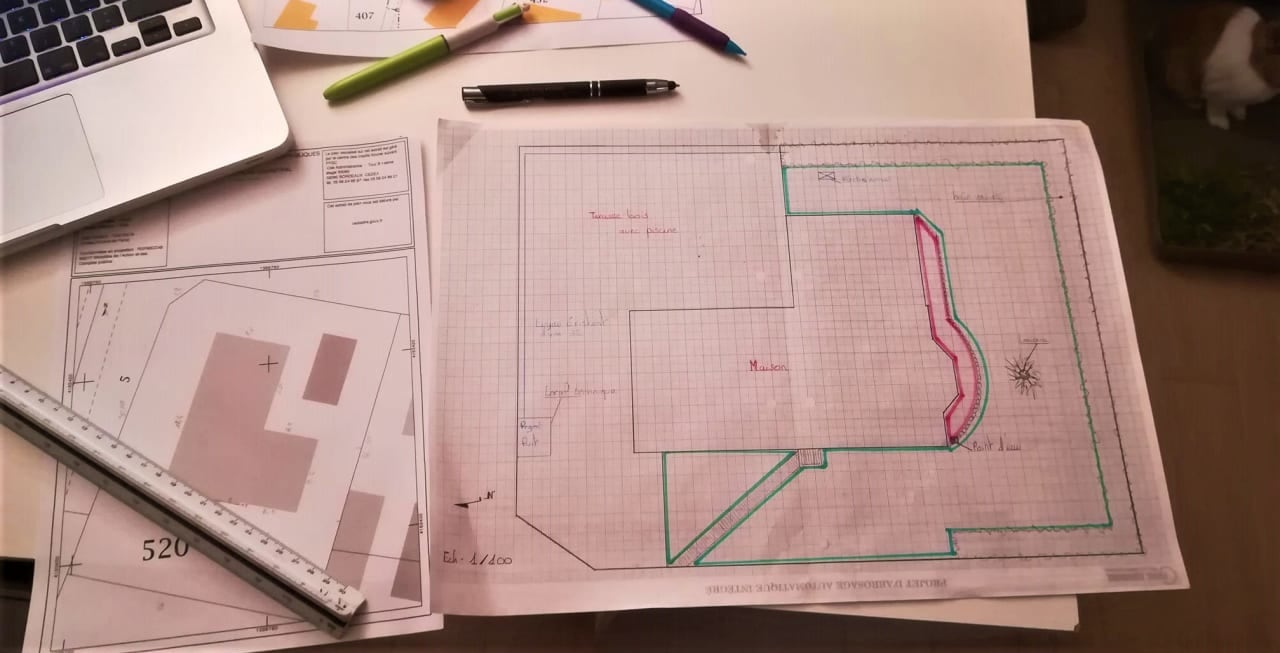 plan en 2D
conception
aménagement paysagé