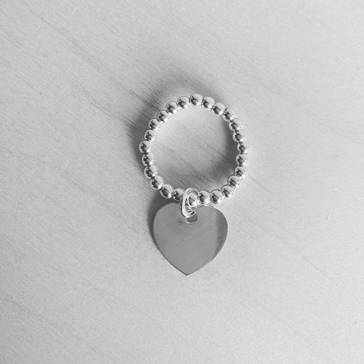 Bague pendentif coeur et perles - argent 925 - Les fées chouettes
