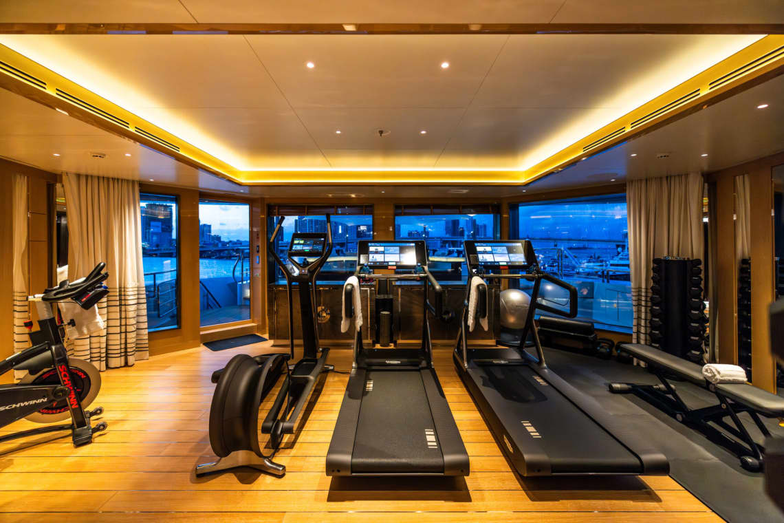 Fully-Equipped Fitness Center on a Yacht