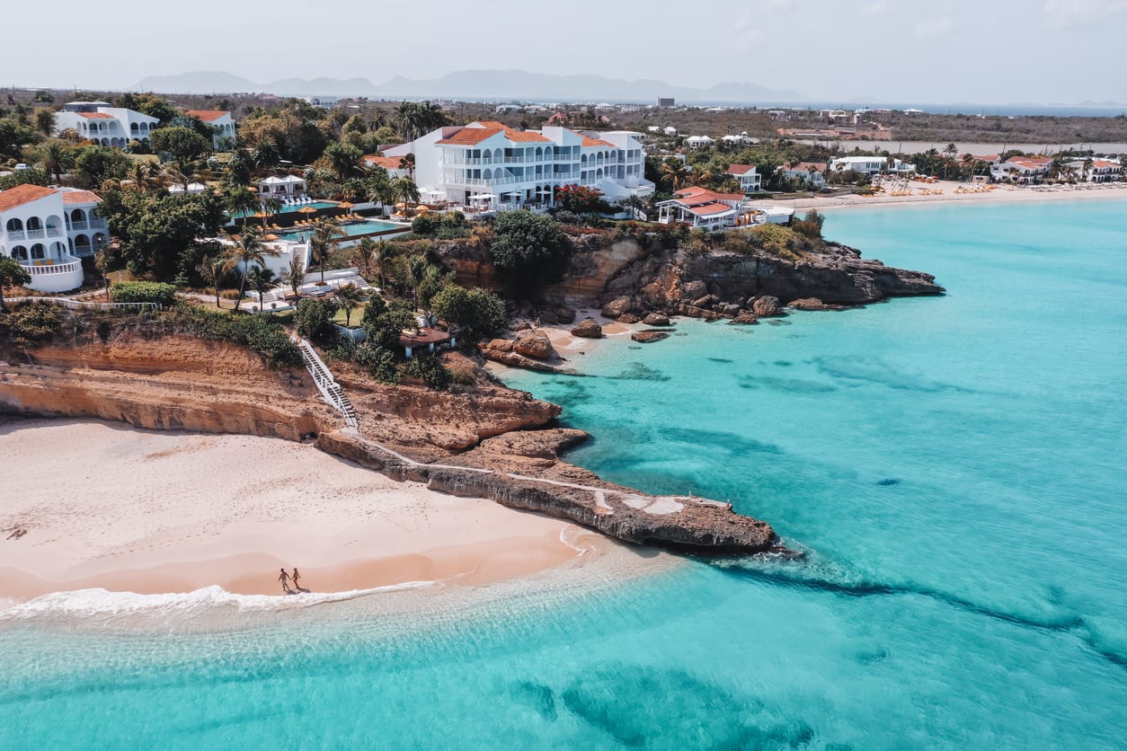 Aerial View Of Sea And Buildings Against Sky in Anguilla